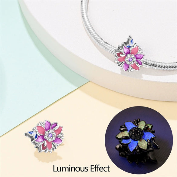 Diy Jewelry Accessories Charm Bracelet 925 Sterling Silver Luminous Firefly Butterfly Beads Dripping Oil Design