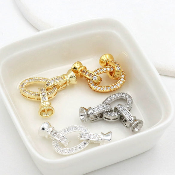 Diy Jewelry Accessories Connection Buckle Copper Electroplated With Micropaved Zircon And Pearl 18K Real Gold Colorpreserving