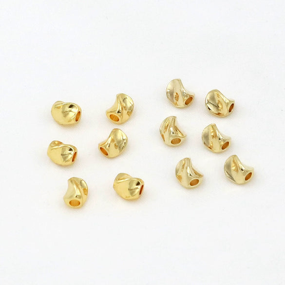 Diy Jewelry Accessories Copper Plated Twisted Flower Beads With 14K Gold Color Preservation And Electroplating Process