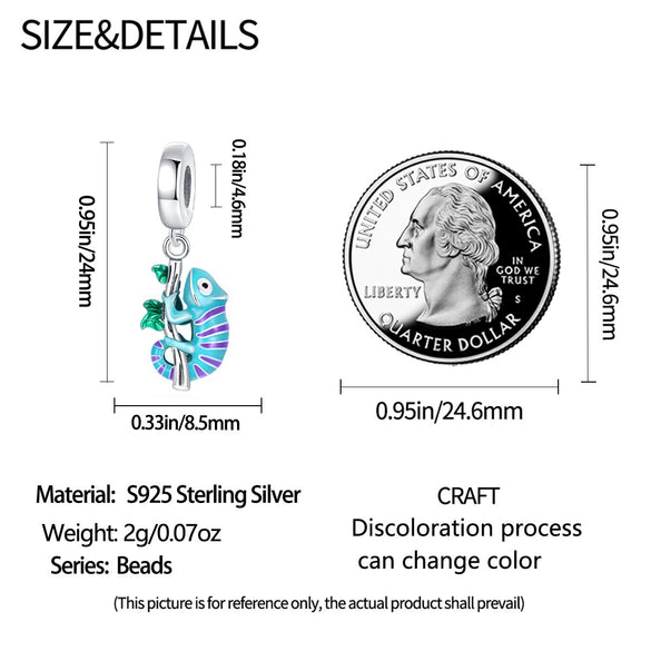 Diy Jewelry Accessories Copper Silver Plated Magic Color Chameleon Charm Bead Pendant For Bracelet And Necklace With Dripping Oil Design