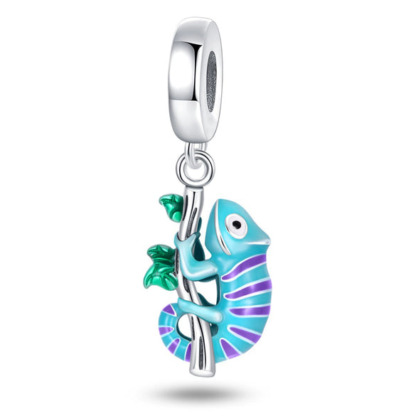 Diy Jewelry Accessories Copper Silver Plated Magic Color Chameleon Charm Bead Pendant For Bracelet And Necklace With Dripping Oil Design
