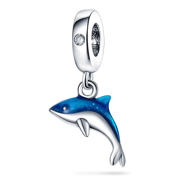 Diy Jewelry Accessories Dolphin Seahorse Charm Beads 925 Silver White Copper Plated Dripping Oil Style