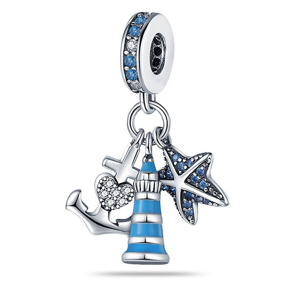 Diy Jewelry Accessories Dolphin Seahorse Charm Beads 925 Silver White Copper Plated Dripping Oil Style
