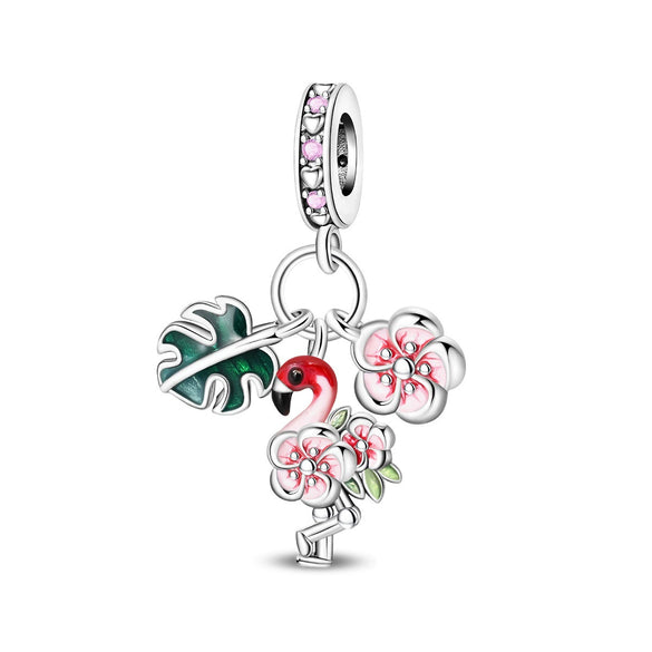 Diy Jewelry Accessories Flamingo Sunflower Pendant Beads Bracelet Copper Silver Plated Dripping Oil