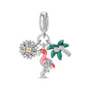Diy Jewelry Accessories Flamingo Sunflower Pendant Beads Bracelet Copper Silver Plated Dripping Oil
