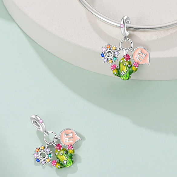 Diy Jewelry Accessories Flamingo Sunflower Pendant Beads Bracelet Copper Silver Plated Dripping Oil