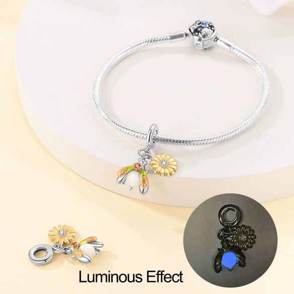Diy Jewelry Accessories Luminous Firefly Beads 925 Silver Charm Bracelet With Dripping Oil Design