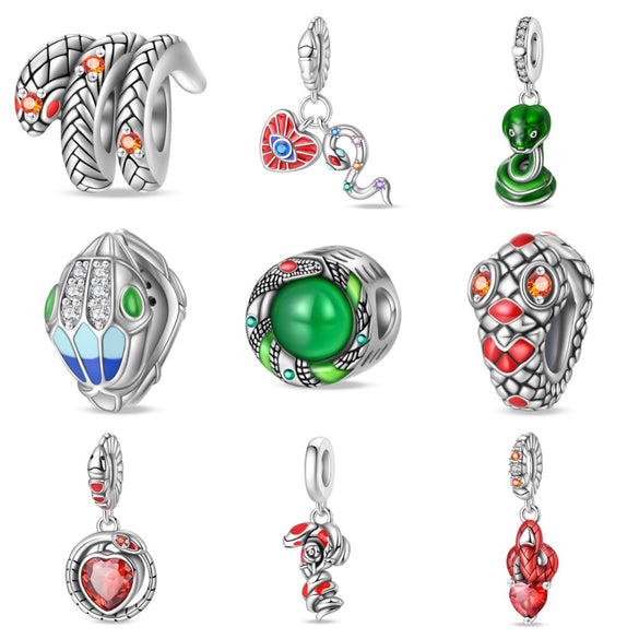 Diy Jewelry Accessories Rose Spirit Snake Pendant Beads Silver Plated Dripping Oil