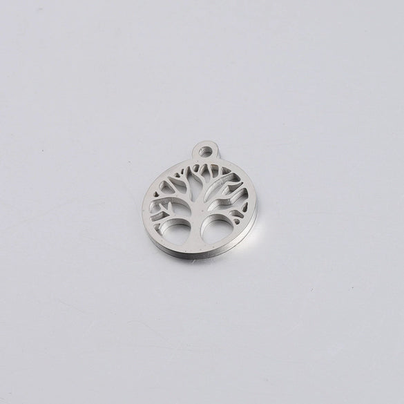 Diy Jewelry Accessories Round Hollow Life Tree Pendant Stainless Steel Mirror Polished