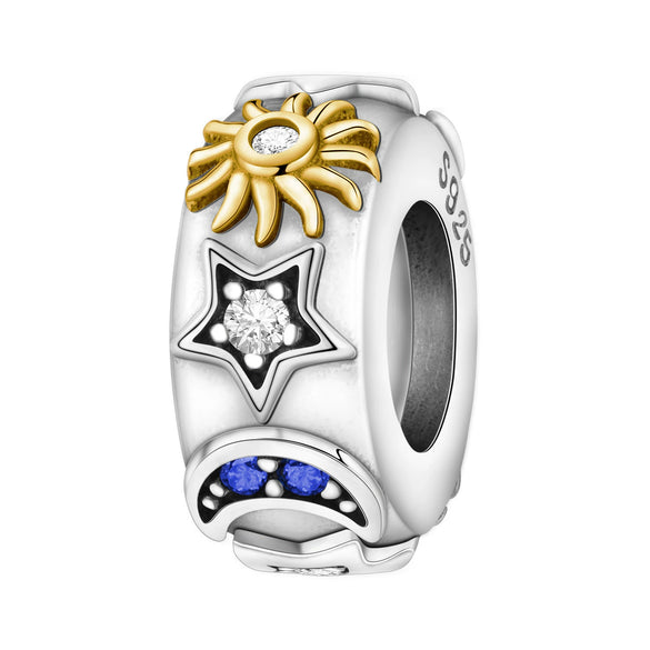 Diy Jewelry Accessories S925 Sterling Silver Star Moon Isolation Bead For Women With Dripping Oil Design