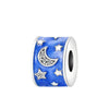 Diy Jewelry Accessories 925 Silver Pendant With Star And Moon Pattern White Copper Plated Dripping Oil Treatment