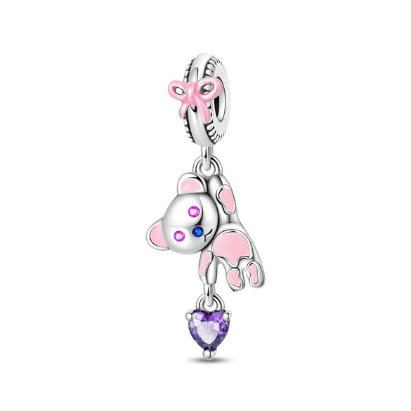 Diy Jewelry Accessories Silver Plated Cute Pet Bear Pendant Beads With Dripping Oil Design