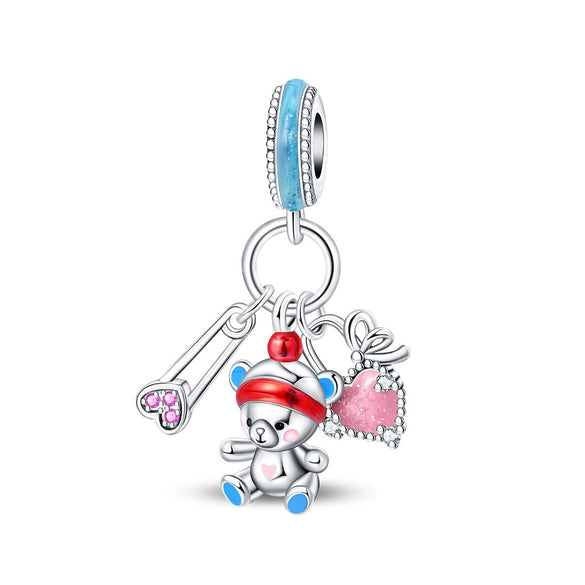 Diy Jewelry Accessories Silver Plated Cute Pet Bear Pendant Beads With Dripping Oil Design