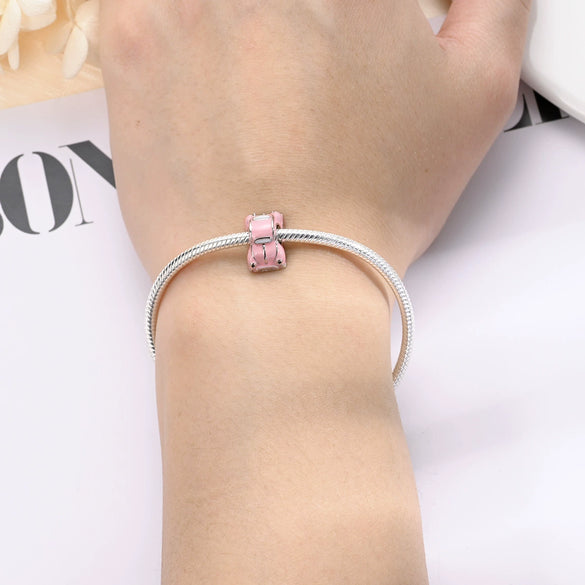 Diy Jewelry Accessories Silver Plated 925 Silver Pendant Beads Pink Car String With Dripping Oil Design