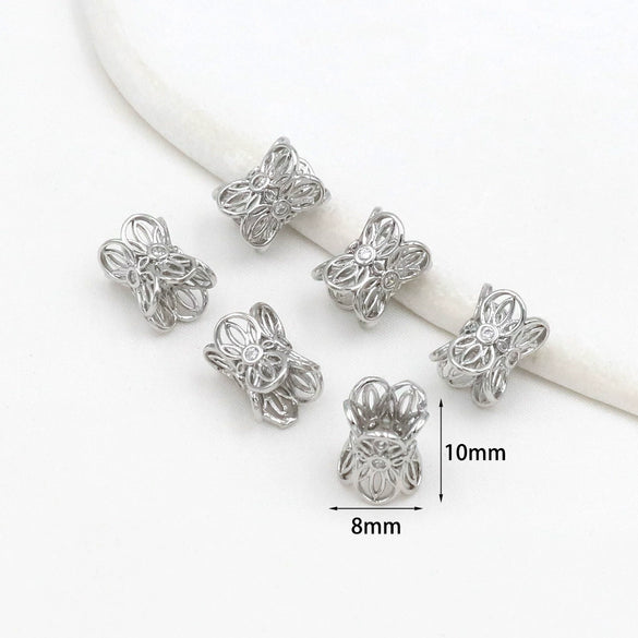 Diy Jewelry Accessories Spacer Beads Copper Electroplated 18K Real Gold Zircon For Bracelet Necklace
