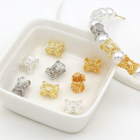 Diy Jewelry Accessories Spacer Beads Copper Electroplated 18K Real Gold Zircon For Bracelet Necklace