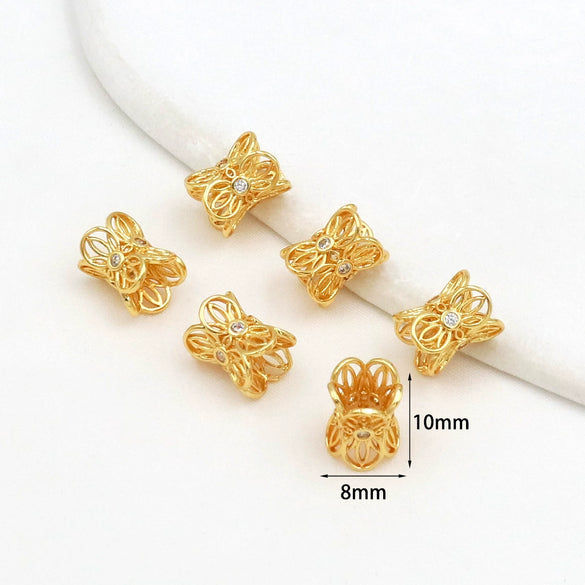 Diy Jewelry Accessories Spacer Beads Copper Electroplated 18K Real Gold Zircon For Bracelet Necklace