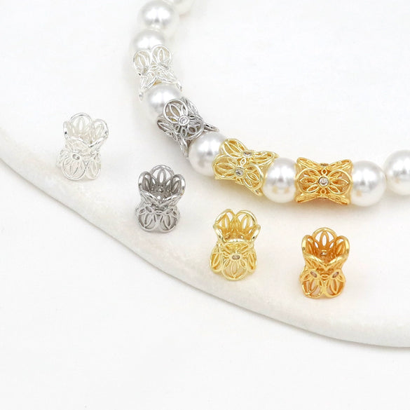 Diy Jewelry Accessories Spacer Beads Copper Electroplated 18K Real Gold Zircon For Bracelet Necklace