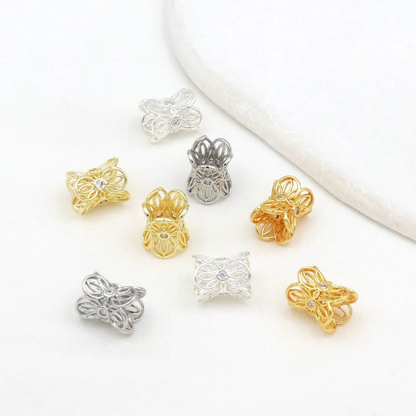 Diy Jewelry Accessories Spacer Beads Copper Electroplated 18K Real Gold Zircon For Bracelet Necklace