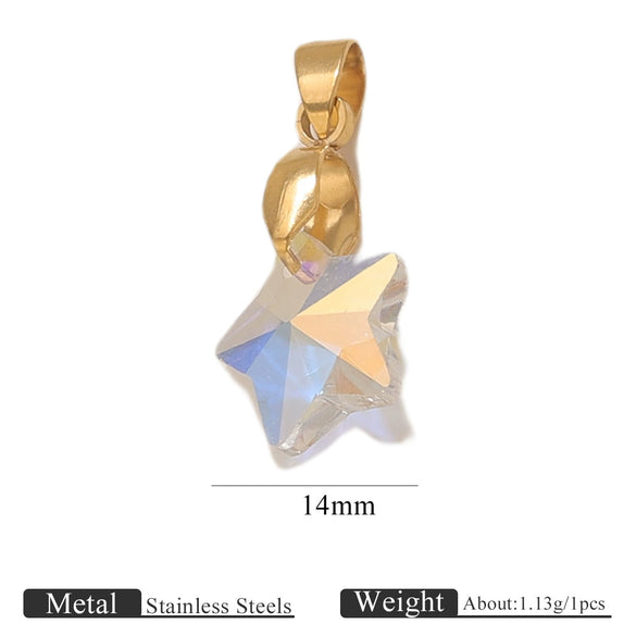 Diy Jewelry Accessories Stainless Steel Crystal Pendant With Starfish Fivepointed Star Heartshaped Electroplated