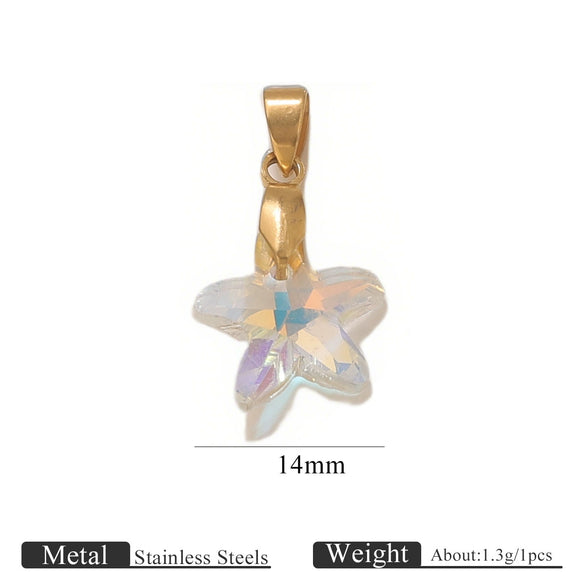 Diy Jewelry Accessories Stainless Steel Crystal Pendant With Starfish Fivepointed Star Heartshaped Electroplated