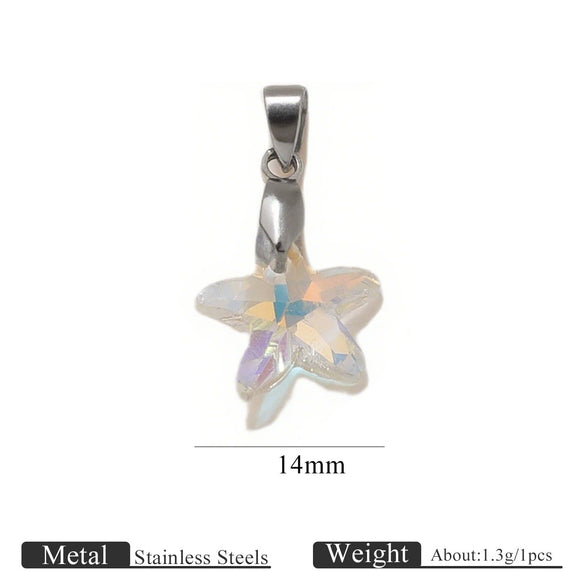 Diy Jewelry Accessories Stainless Steel Crystal Pendant With Starfish Fivepointed Star Heartshaped Electroplated