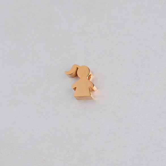 Diy Jewelry Accessories Stainless Steel Girl Small Hole Bead Family Member Pendant With Mirror Finish Polishing And Cartoon Character Figure