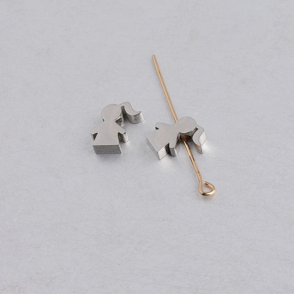 Diy Jewelry Accessories Stainless Steel Girl Small Hole Bead Family Member Pendant With Mirror Finish Polishing And Cartoon Character Figure