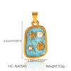 Diy Jewelry Accessories Stainless Steel Marine Life Oil Dripping Pendant With Pearl Flower