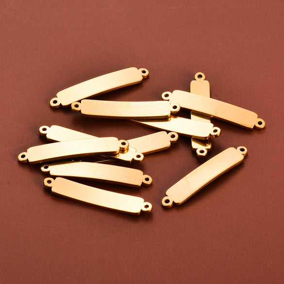 Diy Jewelry Accessories Stainless Steel Rectangular Double Hole Curved Long Bracelet Connector Pendant With Electroplating