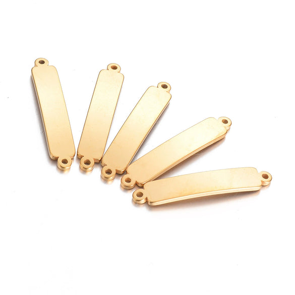 Diy Jewelry Accessories Stainless Steel Rectangular Double Hole Curved Long Bracelet Connector Pendant With Electroplating