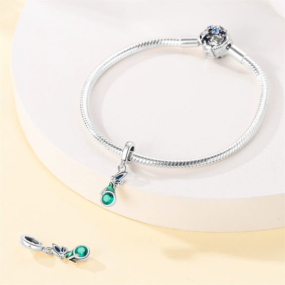 Diy Jewelry Accessories 925 Sterling Silver Beads Pendant Bracelet With Butterfly Elf Fairy Style And Dripping Oil Treatment