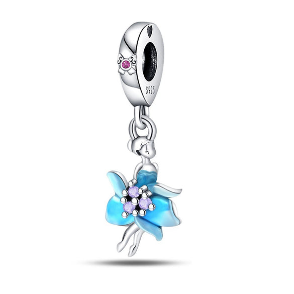 Diy Jewelry Accessories 925 Sterling Silver Beads Pendant Bracelet With Butterfly Elf Fairy Style And Dripping Oil Treatment