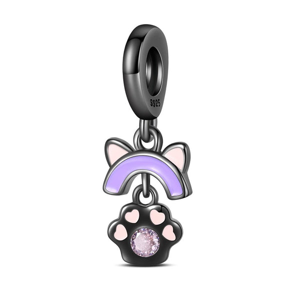 Diy Jewelry Accessories 925 Sterling Silver Cat Claw Pendant Beads With Dripping Oil Design For Pet Friendship Bracelet