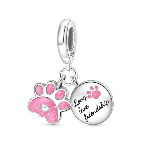 Diy Jewelry Accessories 925 Sterling Silver Cat Claw Pendant Beads With Dripping Oil Design For Pet Friendship Bracelet