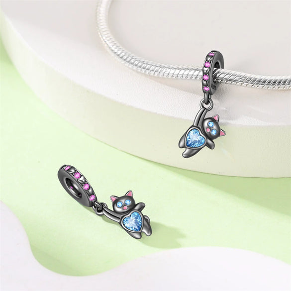 Diy Jewelry Accessories 925 Sterling Silver Cat Claw Pendant Beads With Dripping Oil Design For Pet Friendship Bracelet