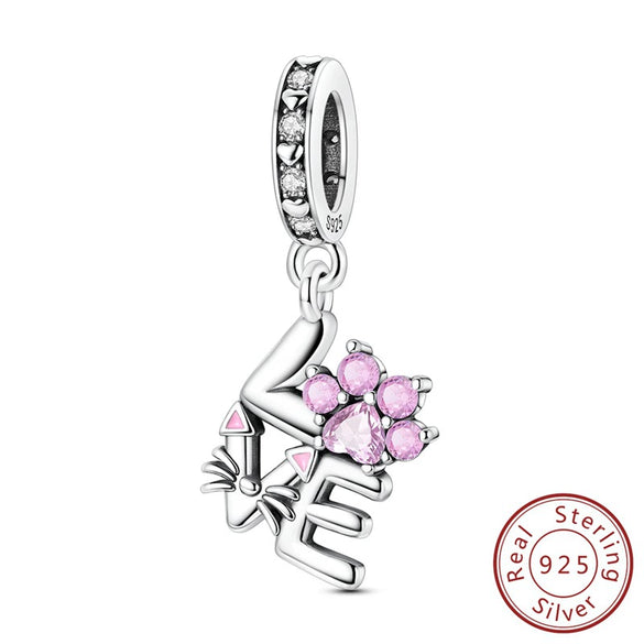 Diy Jewelry Accessories 925 Sterling Silver Charm Virgin Bow Feather Bead Pendant Bracelet Necklace With Dripping Oil Design And Animal Style