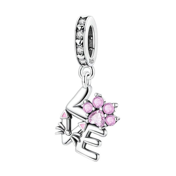 Diy Jewelry Accessories 925 Sterling Silver Charm Virgin Bow Feather Bead Pendant Bracelet Necklace With Dripping Oil Design And Animal Style