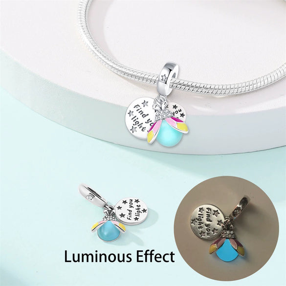 Diy Jewelry Accessories 925 Sterling Silver Phantom Luminous Firefly Pendant With Dripping Oil Design For Bracelet Necklace