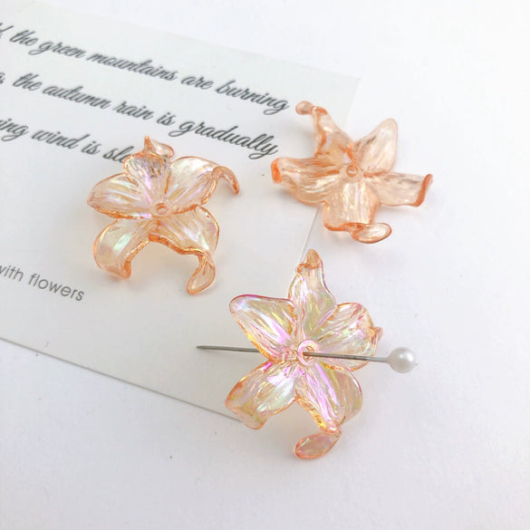 Diy Jewelry Acrylic Fivepetal Flower Pendant Accessories With Colorplated Spray Paint And Iris Throughhole Design