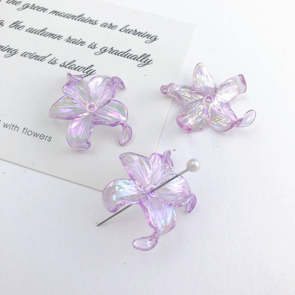 Diy Jewelry Acrylic Fivepetal Flower Pendant Accessories With Colorplated Spray Paint And Iris Throughhole Design