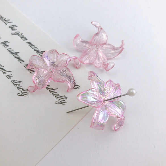 Diy Jewelry Acrylic Fivepetal Flower Pendant Accessories With Colorplated Spray Paint And Iris Throughhole Design