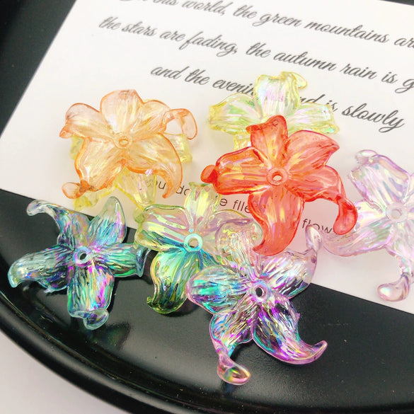 Diy Jewelry Acrylic Fivepetal Flower Pendant Accessories With Colorplated Spray Paint And Iris Throughhole Design
