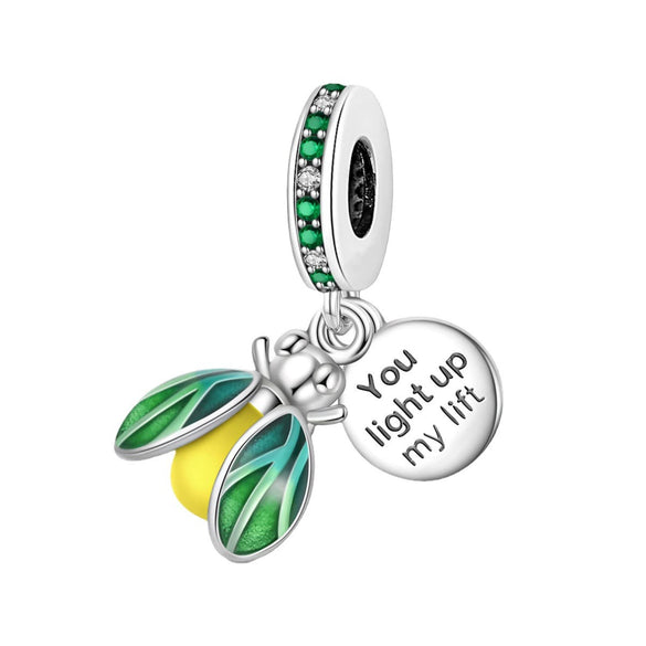Diy Jewelry Beads Bracelet Copper Plated 925 Silver Luminous Chameleon Firefly Style With Dripping Oil Treatment