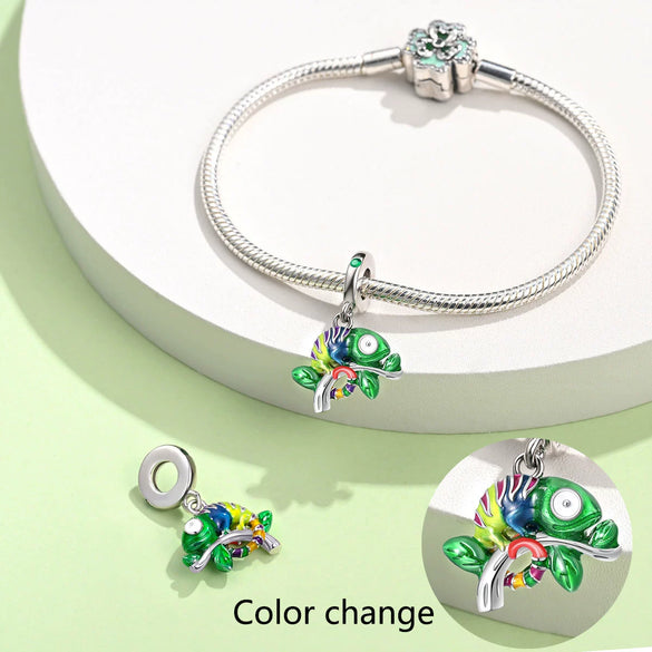 Diy Jewelry Beads Bracelet Copper Plated 925 Silver Luminous Chameleon Firefly Style With Dripping Oil Treatment