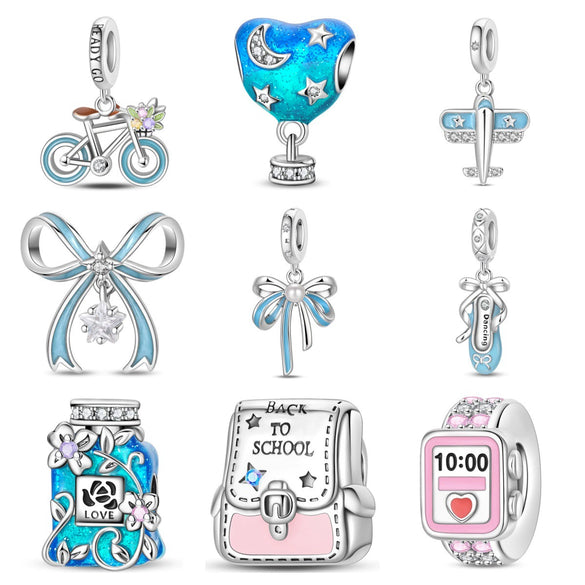 Diy Jewelry Bracelet Accessories Airplane Bicycle Bow Ballet Charm Copper Silver Plated Dripping Oil