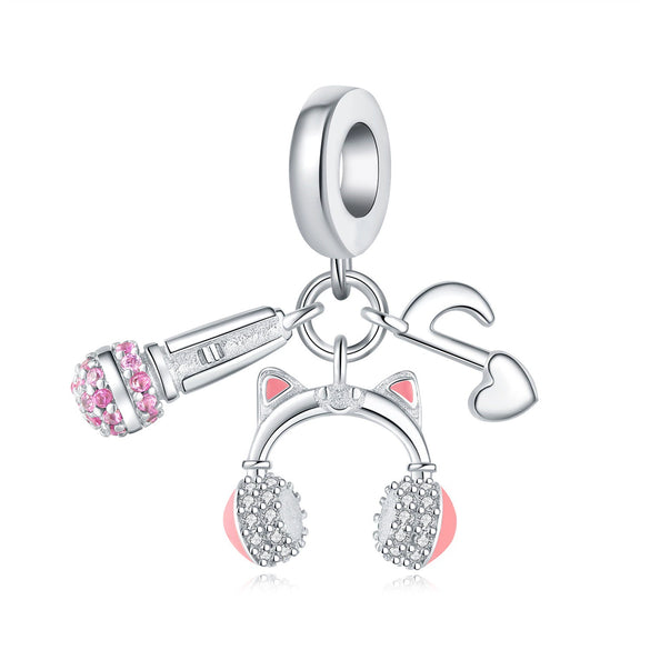 Diy Jewelry Bracelet Accessories Bluetooth Headset Coffee Beer Guitar Charm Hanging Beads Silver Plated Dripping Oil