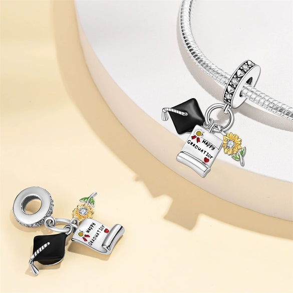 Diy Jewelry Bracelet Accessories Charm Pendant Beads Owl Book Headphones Copper Silver Plated Dripping Oil Original Design