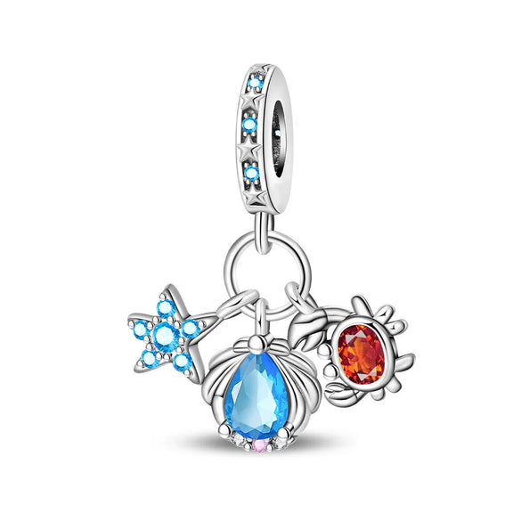 Diy Jewelry Bracelet Accessories Copper Silver Plated Dripping Oil Style Beach Castle Beads Pendant