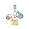 Diy Jewelry Bracelet Accessories Copper Silver Plated Dripping Oil Style Beach Castle Beads Pendant
